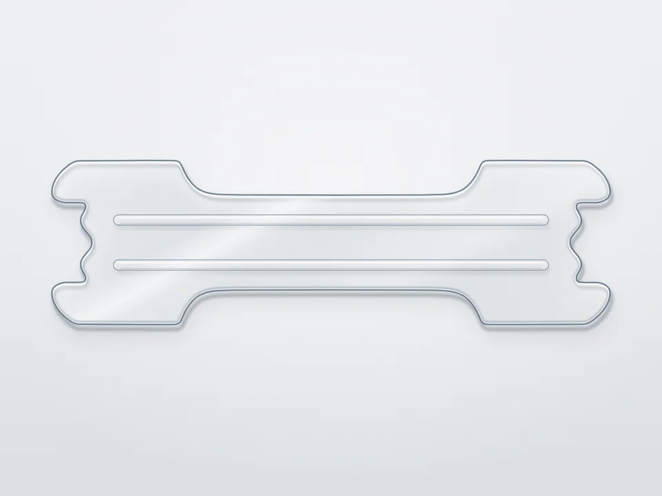 Illustration: Nasenstrip in typischer Form, transparent (keine Produktfotografie)