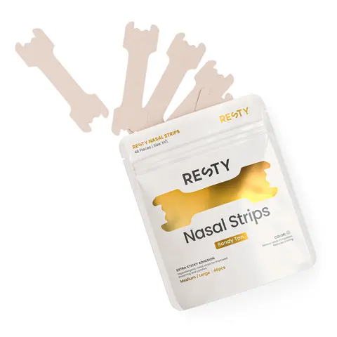 Packung Resty Sandy Tan Nasenstrips mit hautfarbenen Strips