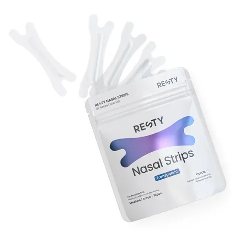 Packung Resty Transparente Nasenstrips mit mehreren transparenten Strips