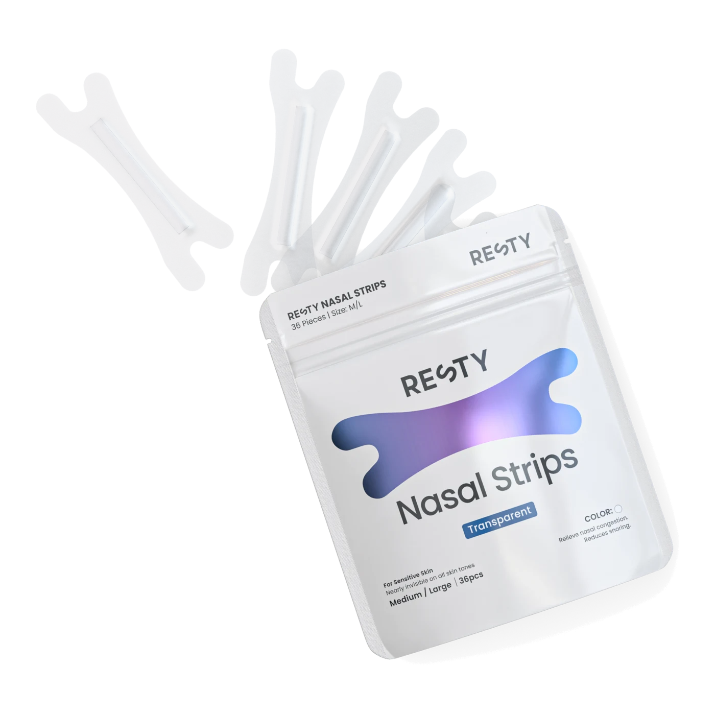 Resty Transparent Packung mit mehreren transparenten Nasenstrips
